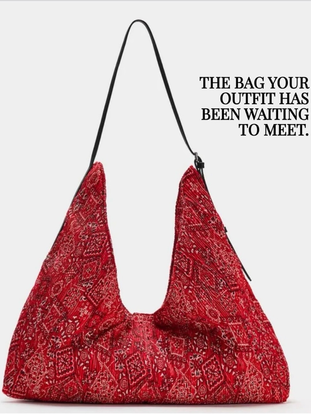 ZARA Boho Bandana Printed Woven Shopper Bag - Picture 3 of 7